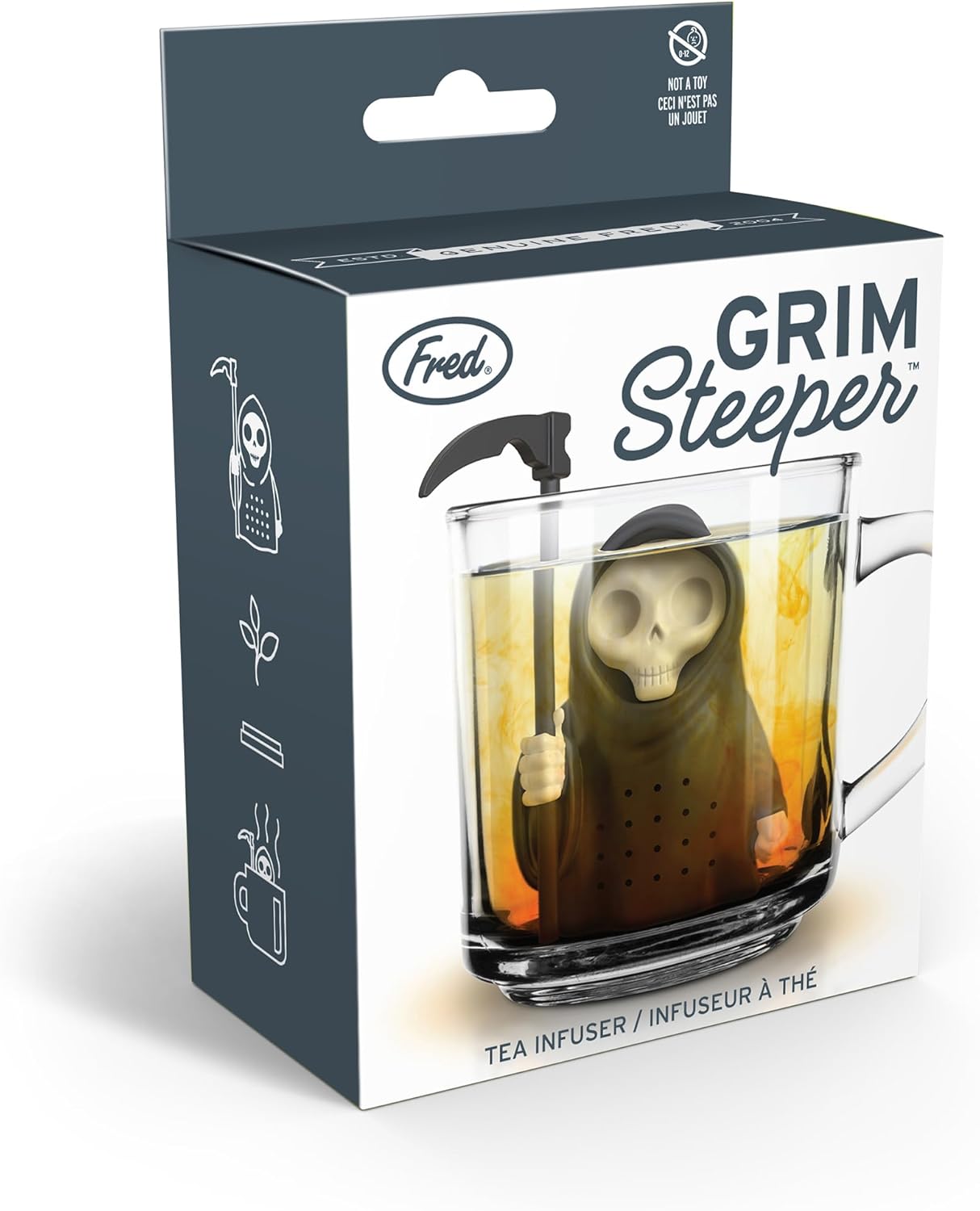 Genuine Fred, GRIM STEEPER, Grim Reaper Reusable Silicone Tea Infuser, Black, Fun Gift for Tea Lovers, Clever Kitchen Gadget