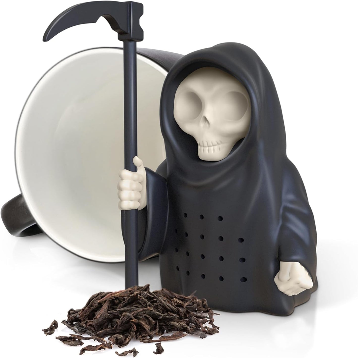 Genuine Fred, GRIM STEEPER, Grim Reaper Reusable Silicone Tea Infuser, Black, Fun Gift for Tea Lovers, Clever Kitchen Gadget